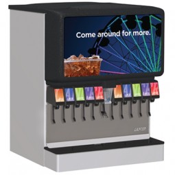 IBD30CB 4500 cold carb post-mix ice drink dispenser, 8 LPV self-serve lever valves, Pepsi graphics