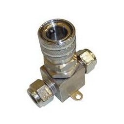 Quick connect/disconnect washout tee assy SS 2 way