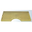Surface mount brass drip tray with cutout with drain 9" x 7/8" x 19"