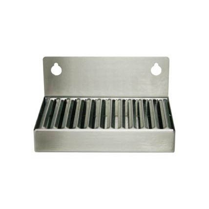 Wall mount drip tray 4" x 6" stainless finish 2" splash with drain