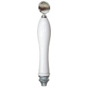 White large pub handle with chrome round top and chrome base