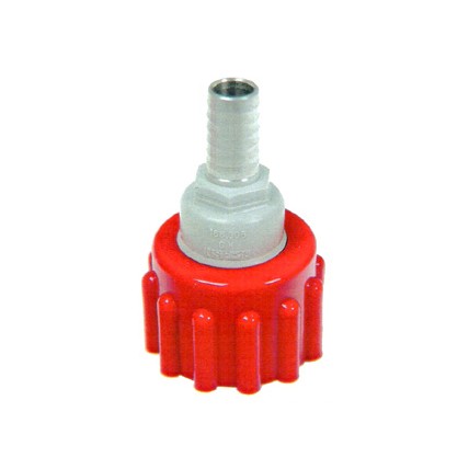 BIB connector, SS 3/8 barb, red