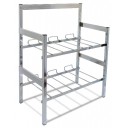 3-wide vertical x 2 shelves with riser