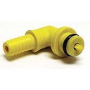 SHURflo 1/4" yellow plastic barb elbow with check valve for CO2 inlet