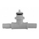 SHURflo 1/4" yellow plastic barb tee with check valve for CO2 inlet