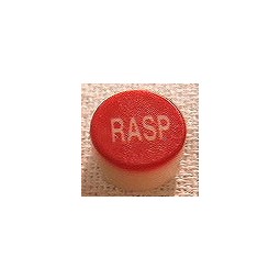 Button cap RASP white lettering red cap