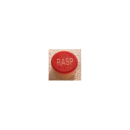 Button cap RASP white lettering red cap