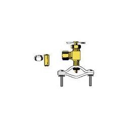 Saddle valve self tapping 1/4 compression outlet, brass, fits 3/8-1-3/8 OD copper tubing