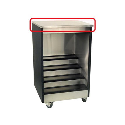 Stainless top for 36W x 24"D bar glass storage unit